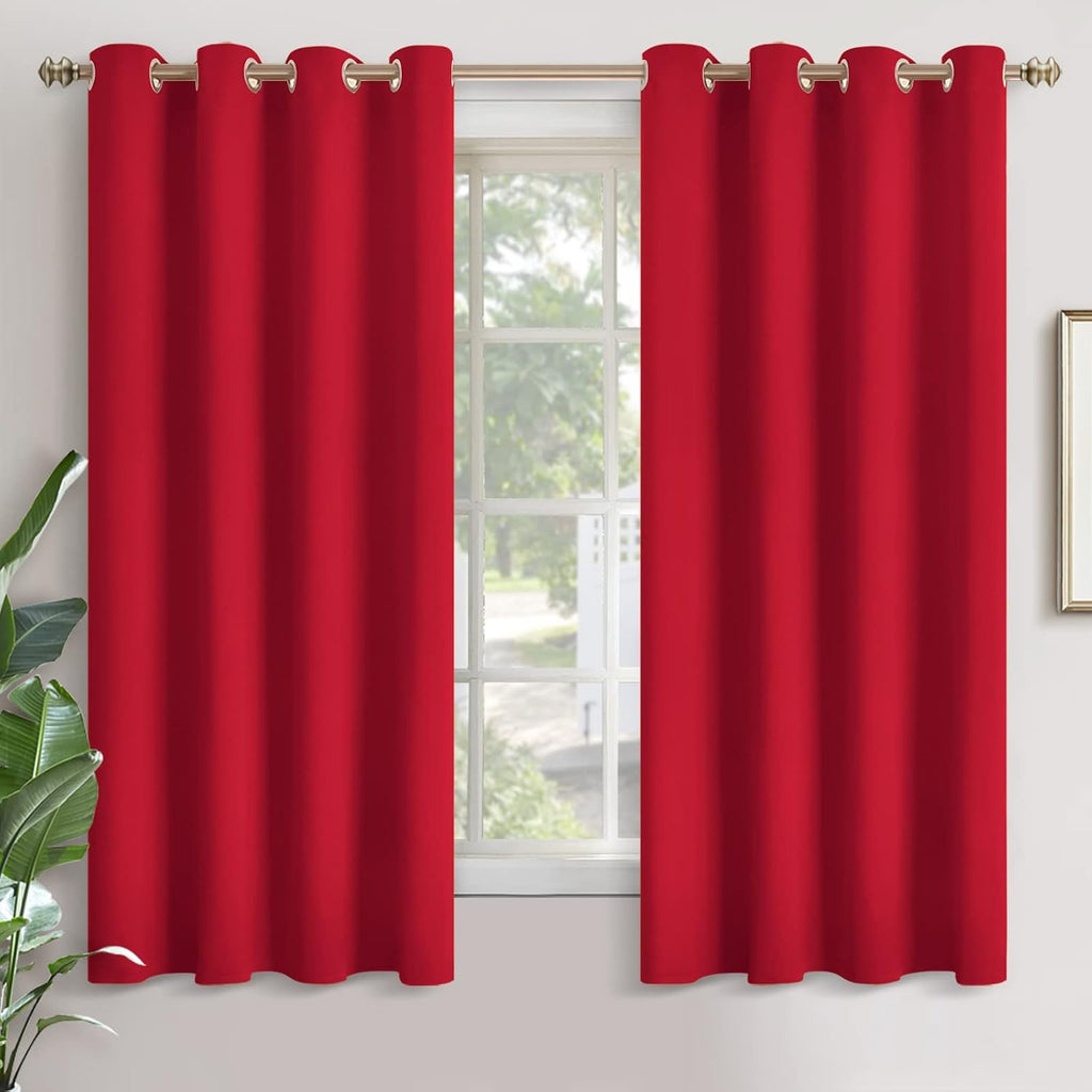 YoungsTex Red Blackout Curtains for Bedroom 52 x 63 Inches Long - Thermal Insulated Drapes with Grommet Room Darkening Privacy for Living R…