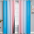 Estelartextiler Pink and Blue Blackout Curtains 84 Inches Long, Ombre and Wave Line Pattern Grommet Thermal Insulated Gradient Blackout Curt…