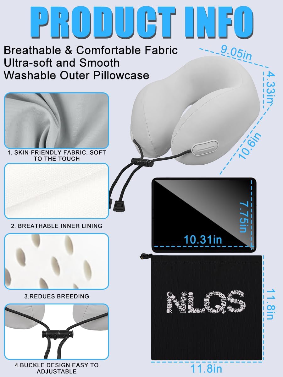 Nlqs Travel Neck Pillow for Airplanes, Natural Latex Neck Pillow, Comfortable Body Positioner, Supports Head and Neck, Travel Essentials fo…