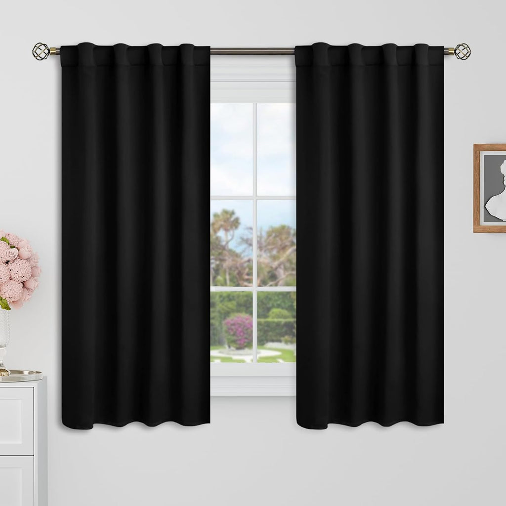 BGment Black Out Curtains 54 Inch Long for Bedroom - 34 x 54 Inch Curtains Thermal Insulated Noise Reducing Energy Efficiency Rod Pocket an…