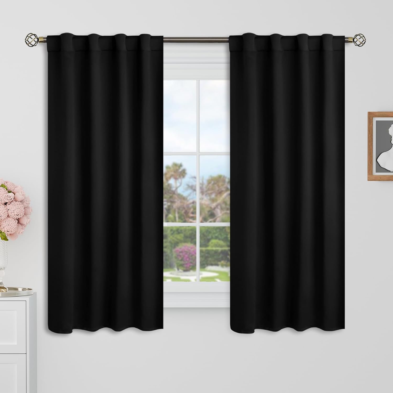 BGment Black Out Curtains 54 Inch Long for Bedroom - 34 x 54 Inch Curtains Thermal Insulated Noise Reducing Energy Efficiency Rod Pocket an…