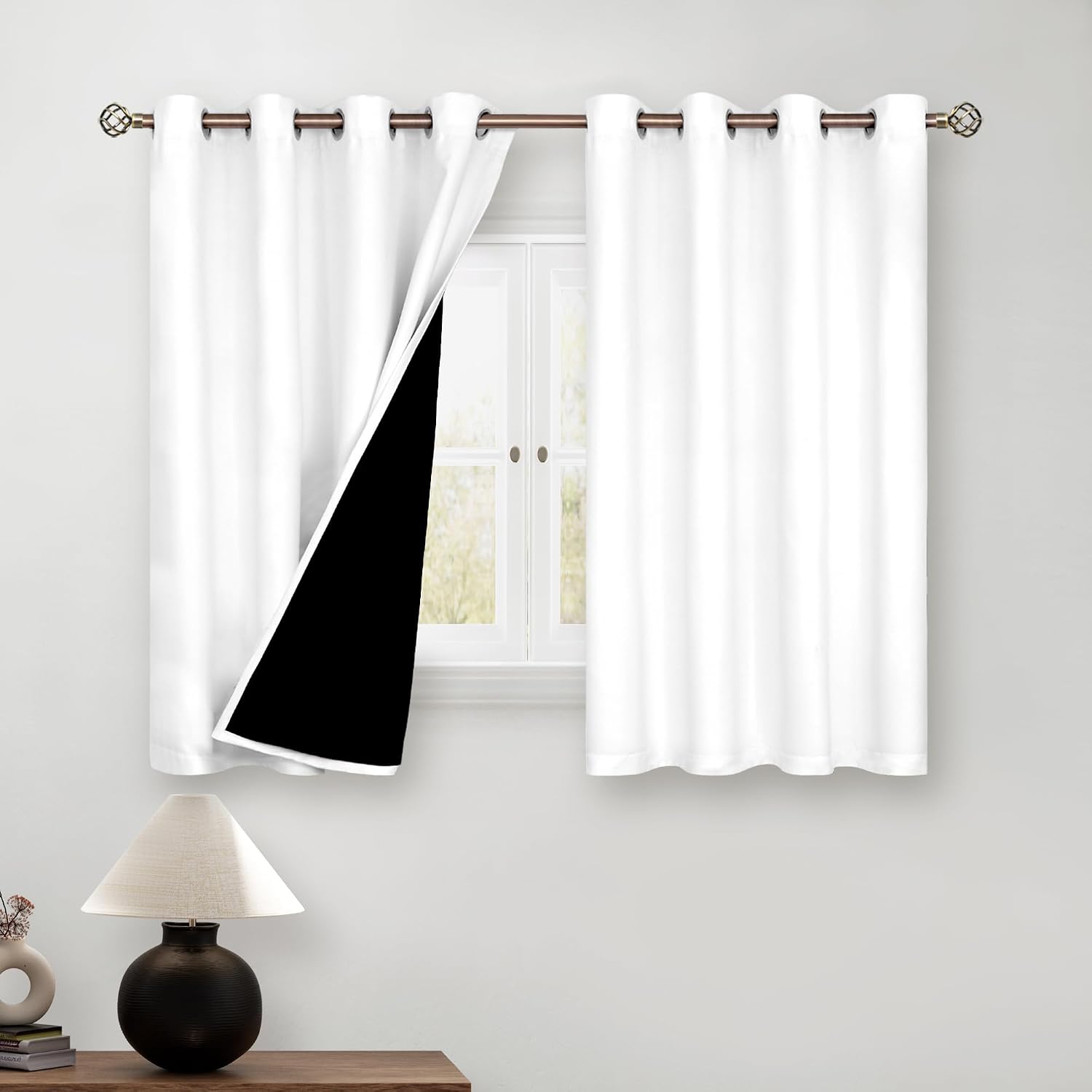 BGment Short 100% Blackout Curtains for Bedroom, Thermal Insulated Energy Efficiency Noise Reducing Grommet Curtains 54 Inch Length with Li…