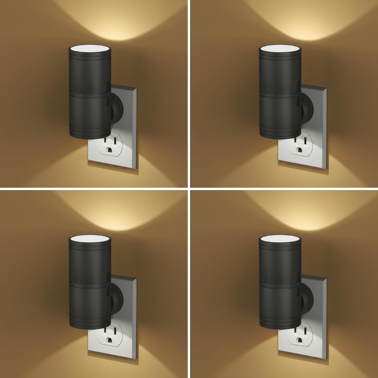 Likelgn Night Light Plug into Wall, 4 Pack Dimmable LED Nightlight with Dusk to Dawn Sensor, Soft White Glow, for Hallway, Bathroom…