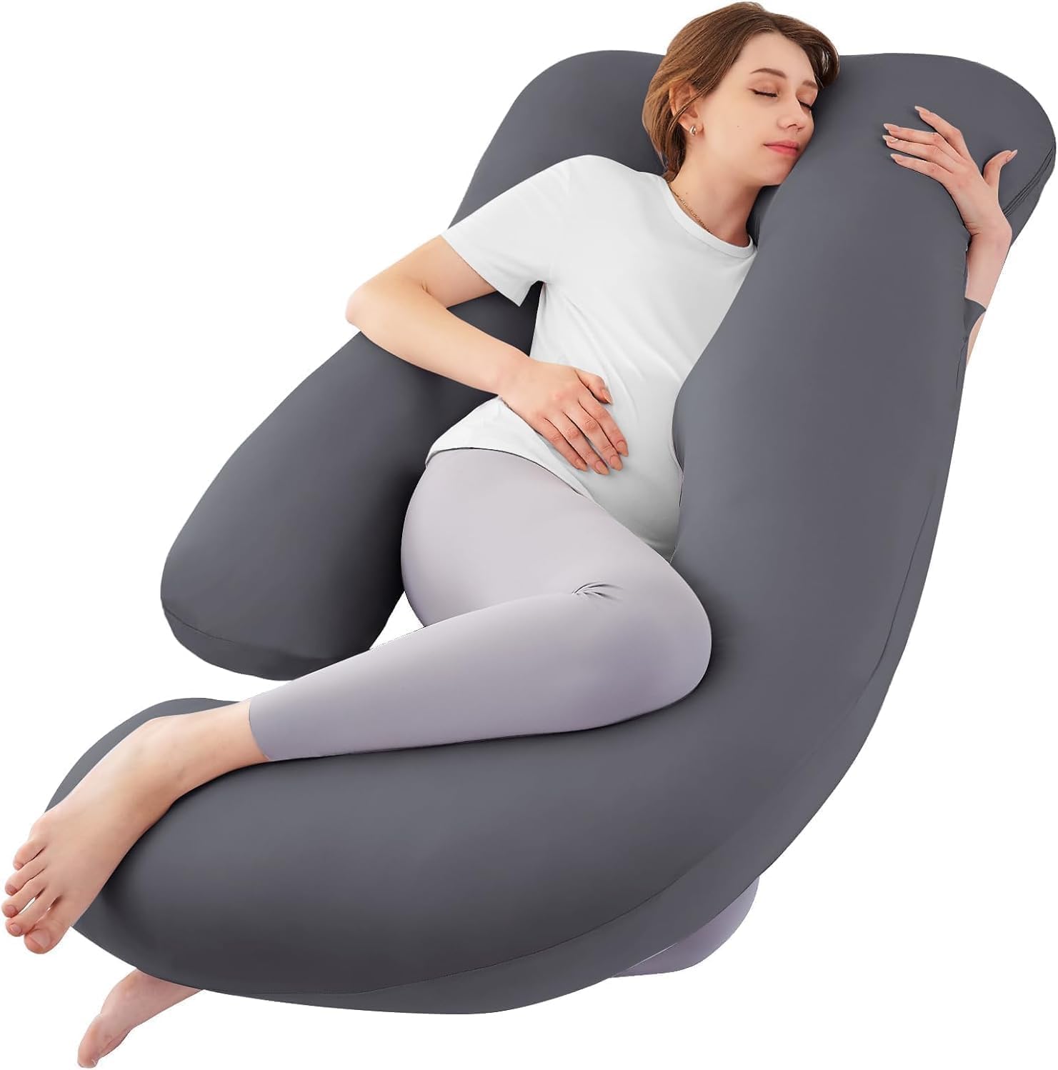 Sasttie Pregnancy Pillows for Sleeping, Jumbo U Shaped Cooling Full Body Pillow with Removable Cover, Pregnant Women Must Haves, Maternity…