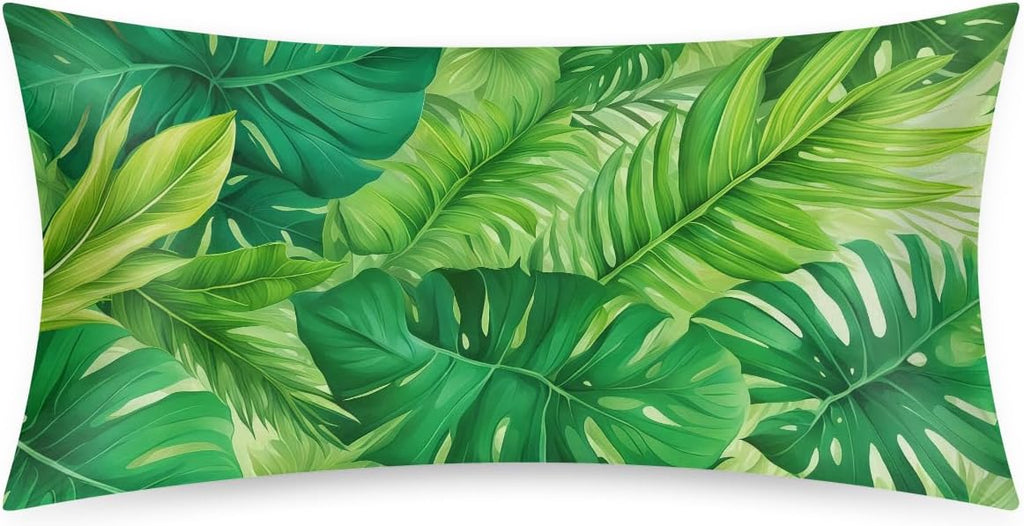 Palm Leaf Summer Beach Satin Silk Pillowcase for Hair and Skin Pillow Cases King Size Soft Silk Pillow Case with Envelope Closure Print…
