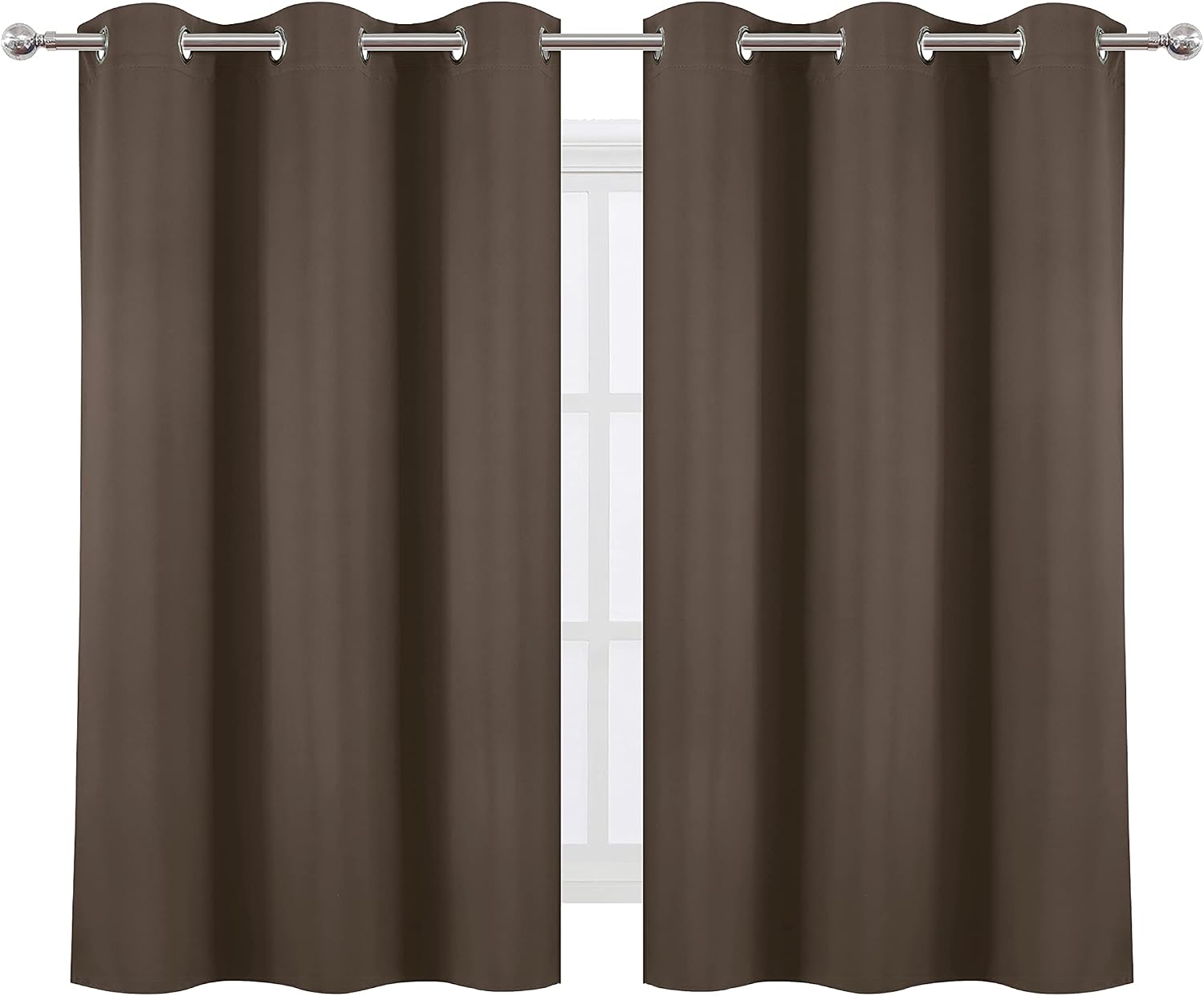 Lemomo Chocolate Brown Blackout Curtains 38 x 54 Inch Length/Set of 2 Curtain Panels/Thermal Insulated Room Darkening Blackout Curtains for…