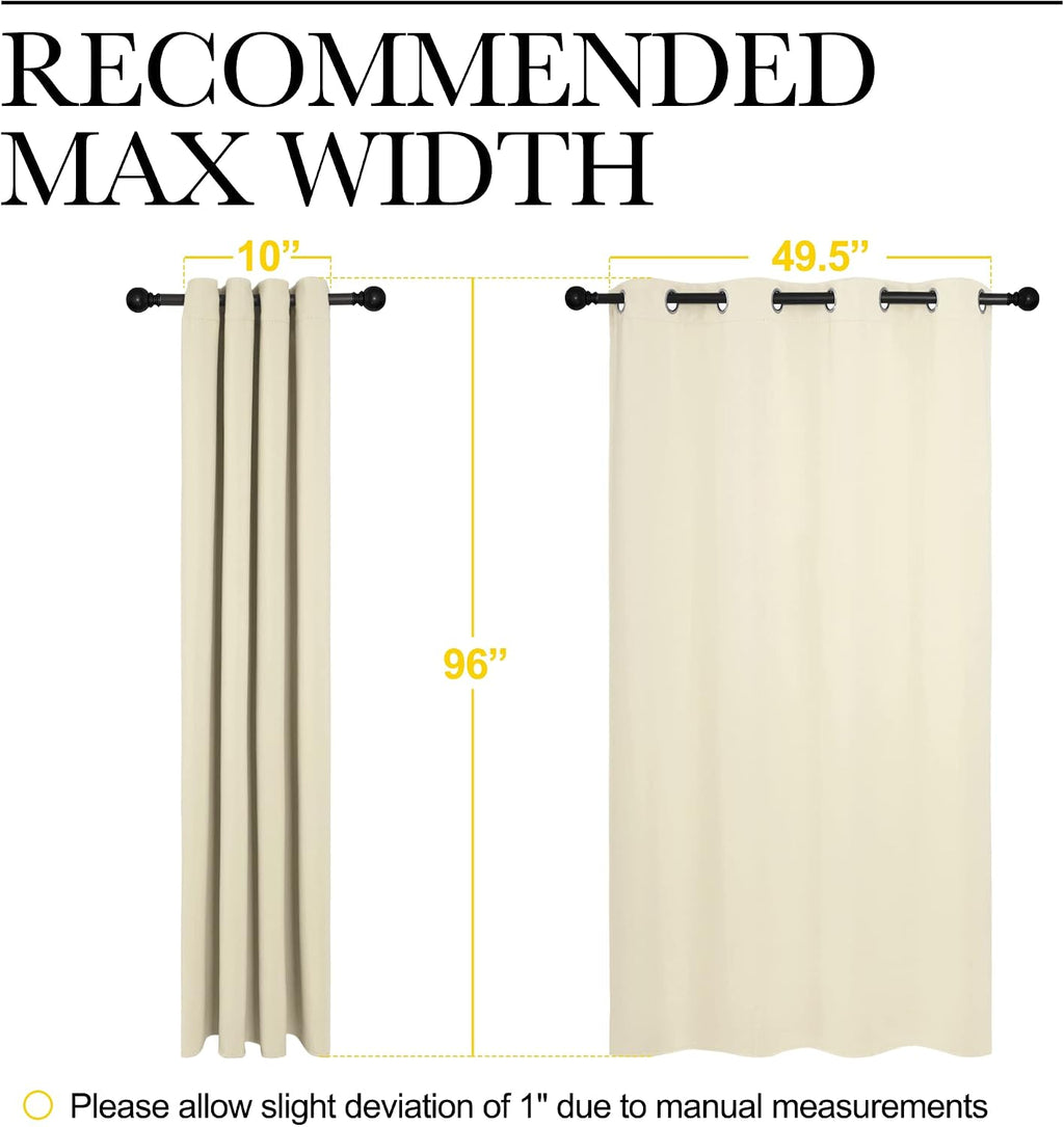 Nicetown Beige Room Darkening Curtains 96" Long for Boho Farmhouse Home Decoration, Window Treatment Total Privacy Drape Panels for Bedroom…