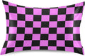 Checkerboard Black Purple Color Plaid Print Pillow Covers Silk Pillowcase for Hair and Skin Soft and Smooth Breathable Satin Pillowcase…