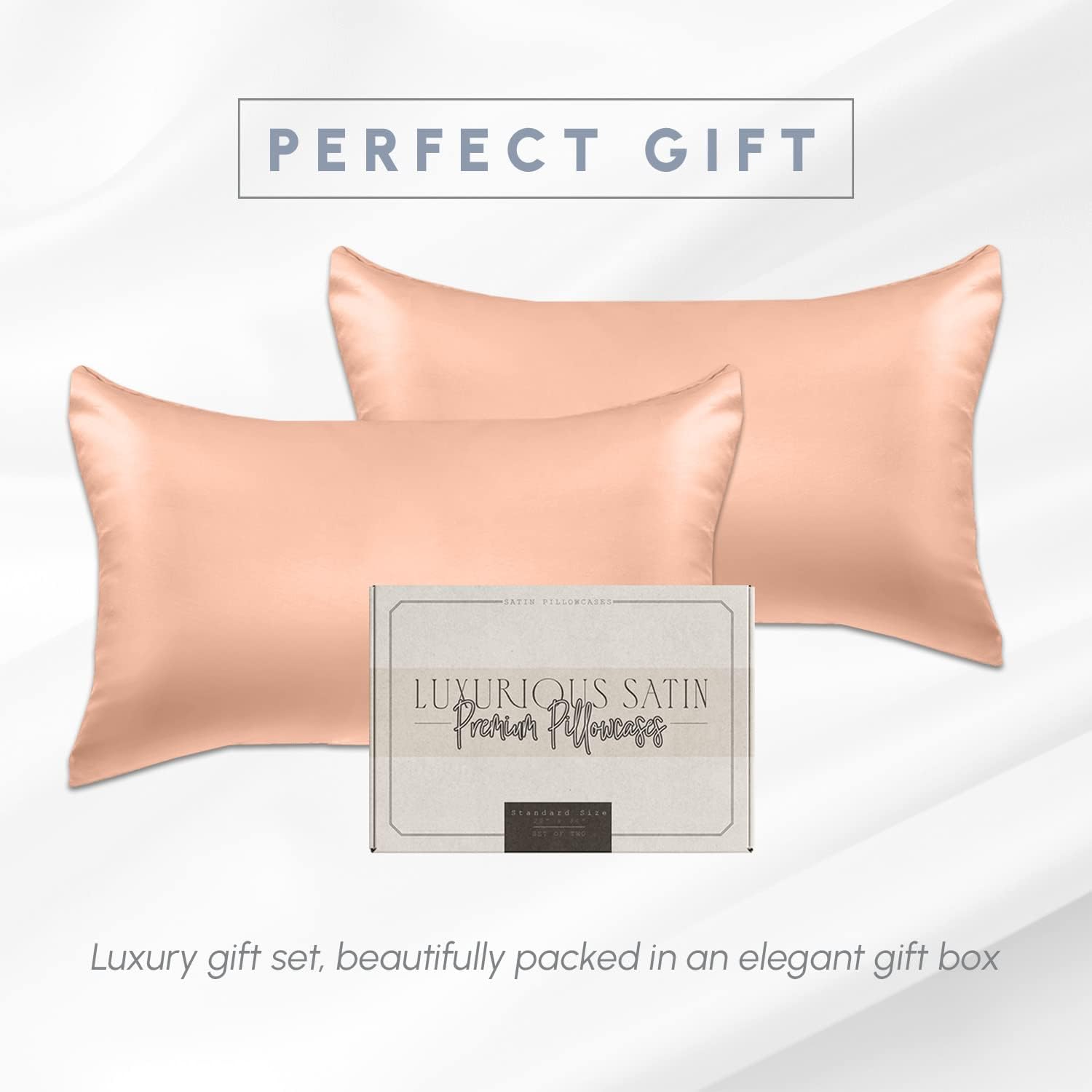 Elegantcomfort Elegant Comfort 2-Pack Cooling Viscose Satin Pillowcase Set with Hidden Zipper Closure, Silky Smooth for Hair and fabric…