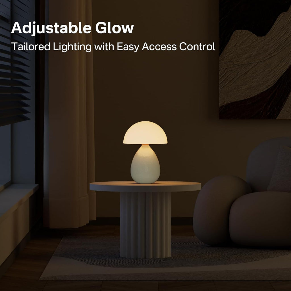 Dawnwake Mushroom Lamp Table Lamp for Bedroom, Ice Crackle Desk Lamp Bedside Small Lamps for Living Room Night Stands, Table Lamps Cute…