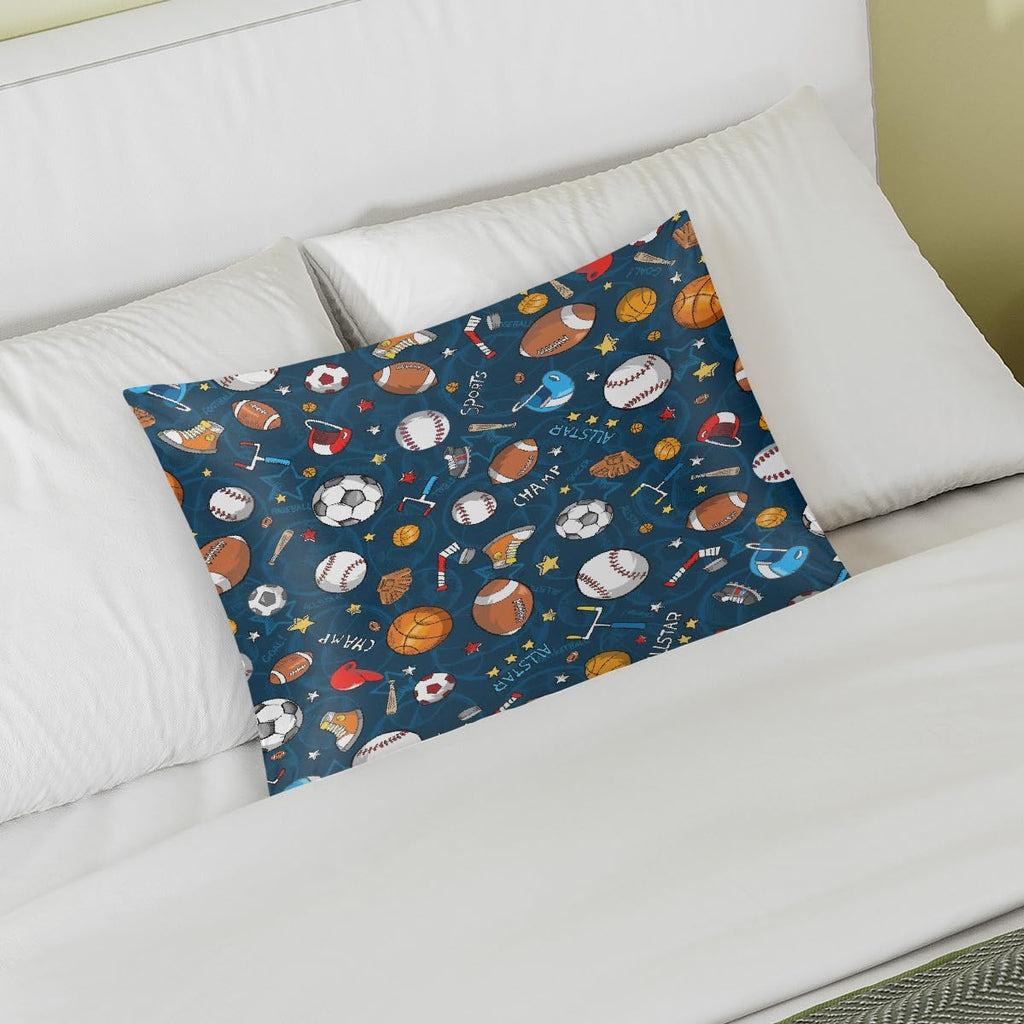 Satin Pillowcase for Hair and Skin Cartoon Baseball Football Sport Soft Silk Pillow Case with Envelope Closure Cooling Pillow Cases Slip…