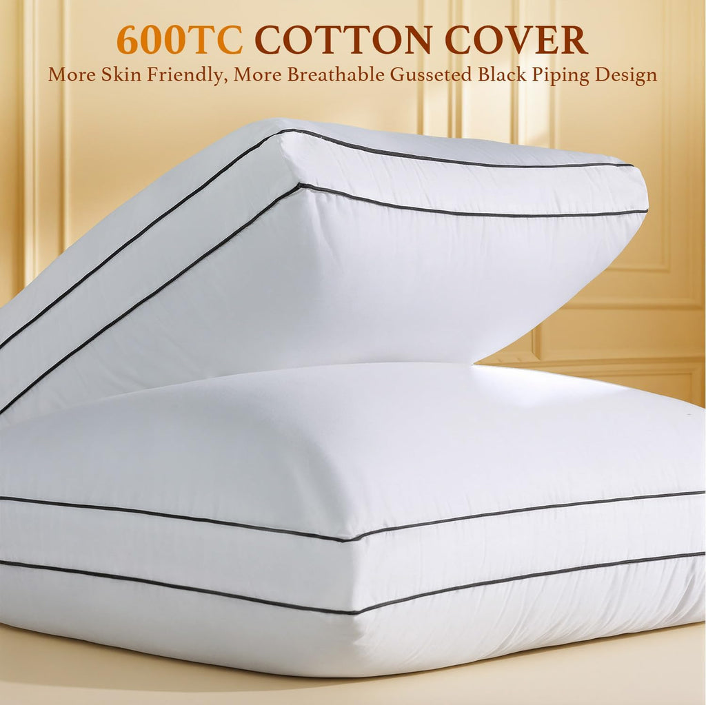 AiAngu Canadian Goose Down Pillow Queen Size Set of 2 Pack, 900+ Fill Power, 100% Cotton Shell, Luxury Hotel Quality Bed Feather Pillow for…