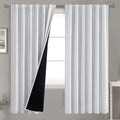 BGment Greyish White 100% Blackout Curtains 72 Inches Long with Black Liner, Rod Pocket and Back Tab Double Layer Room Darkening Thermal…