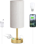 Dicoool Small Touch Bedside Lamp with USB - 3 Way Dimmable Gold Table Lamp for Bedroom, Nightstand Lamp with Gold Charging Station for…