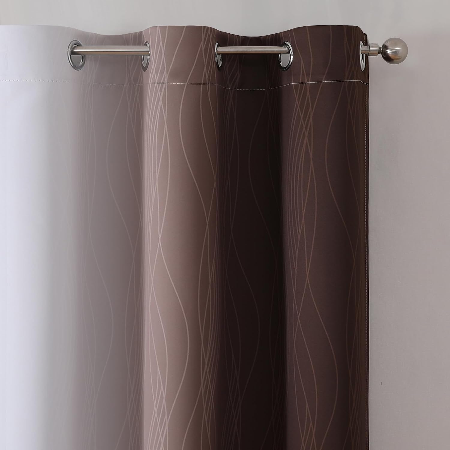 Estelartextiler Estelar Textiler Brown and Greyish White Ombre Blackout Curtains for Bedroom, Full Room Darkening Grommet Curtains for Livi…