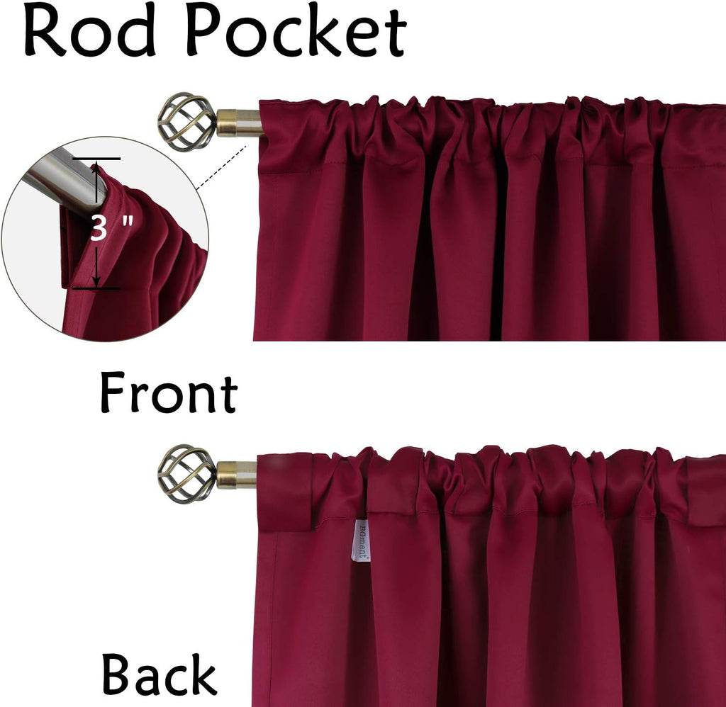BGment Burgundy Balckout Curtains 36 Inch Length for Half Windows - 34 x 36 inch Rod Pocket and Back Tab Thermal Insulated Room Darkening S…
