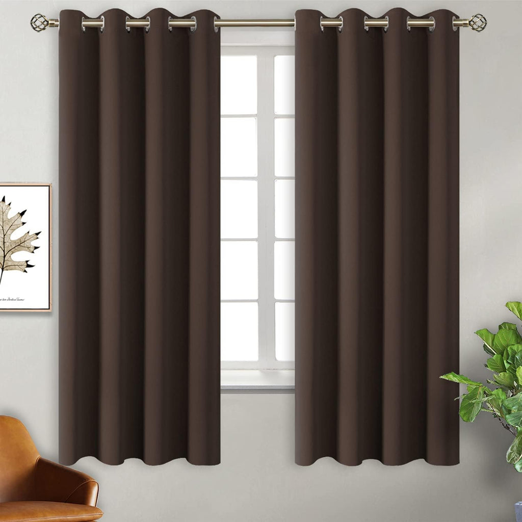 BGment Brown Blackout Curtains 63 Inch Length 2 Panels Set, Grommet Thermal Insulated Room Darkening Curtains for Bedroom, Each 46 x 63 Inc…