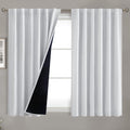 BGment Greyish White 100% Blackout Curtains 54 Inches Long with Black Liner, Rod Pocket and Back Tab Double Layer Room Darkening Thermal…