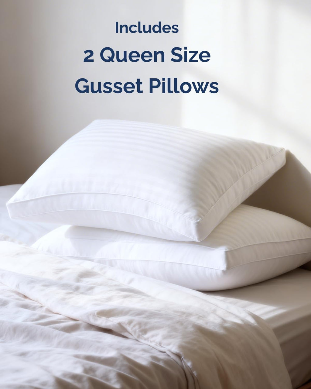 CGKUnlimited Bed Pillows for Sleeping Queen Size Set of 2 - Super Soft & Fluffy w/ Down Alternative Filling - Hotel Luxury Quality, Gussete…