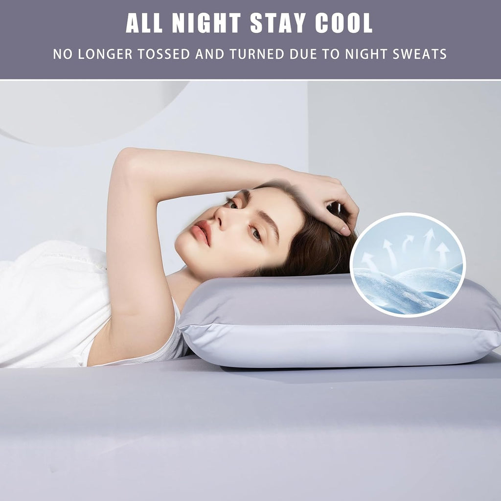TELUS Cooling Pillowcases Queen Size 2-Pack, Silky Soft Pillow Case with Envelope Close, Stay Cool All Night Pillow Cover for Hot…