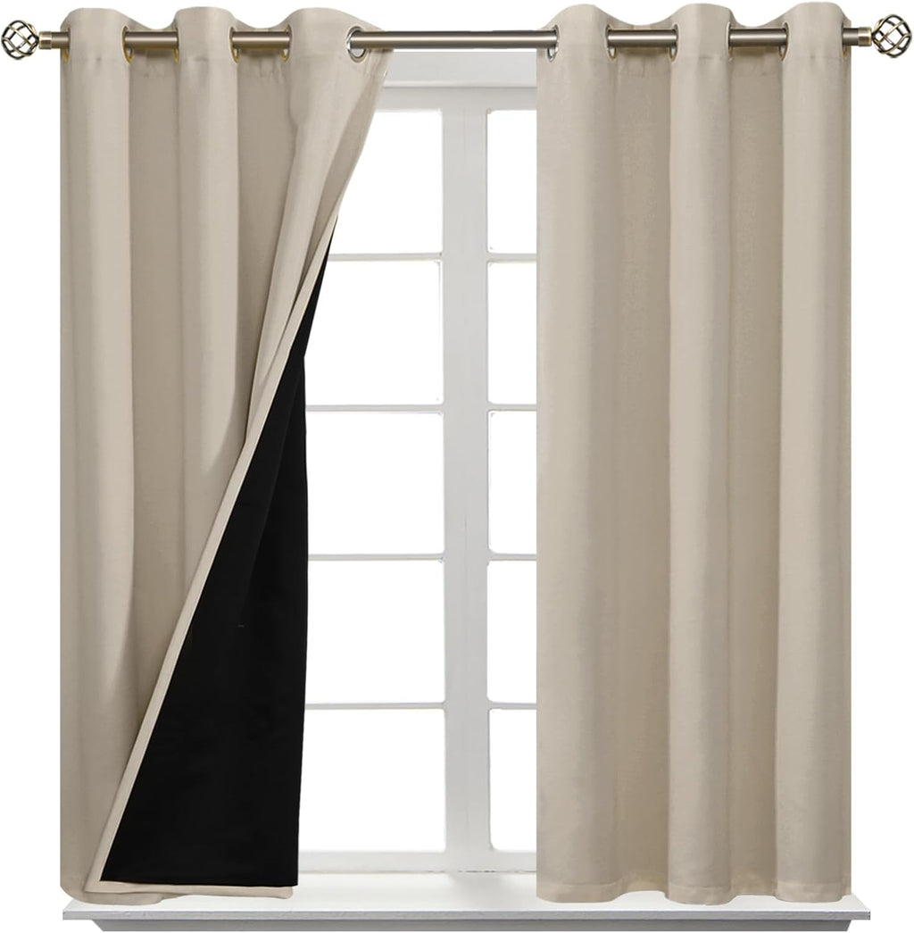 BGment Short 100% Blackout Curtains for Bedroom, Thermal Insulated Energy Efficiency Noise Reducing Grommet Curtains 45 Inch Length with Li…