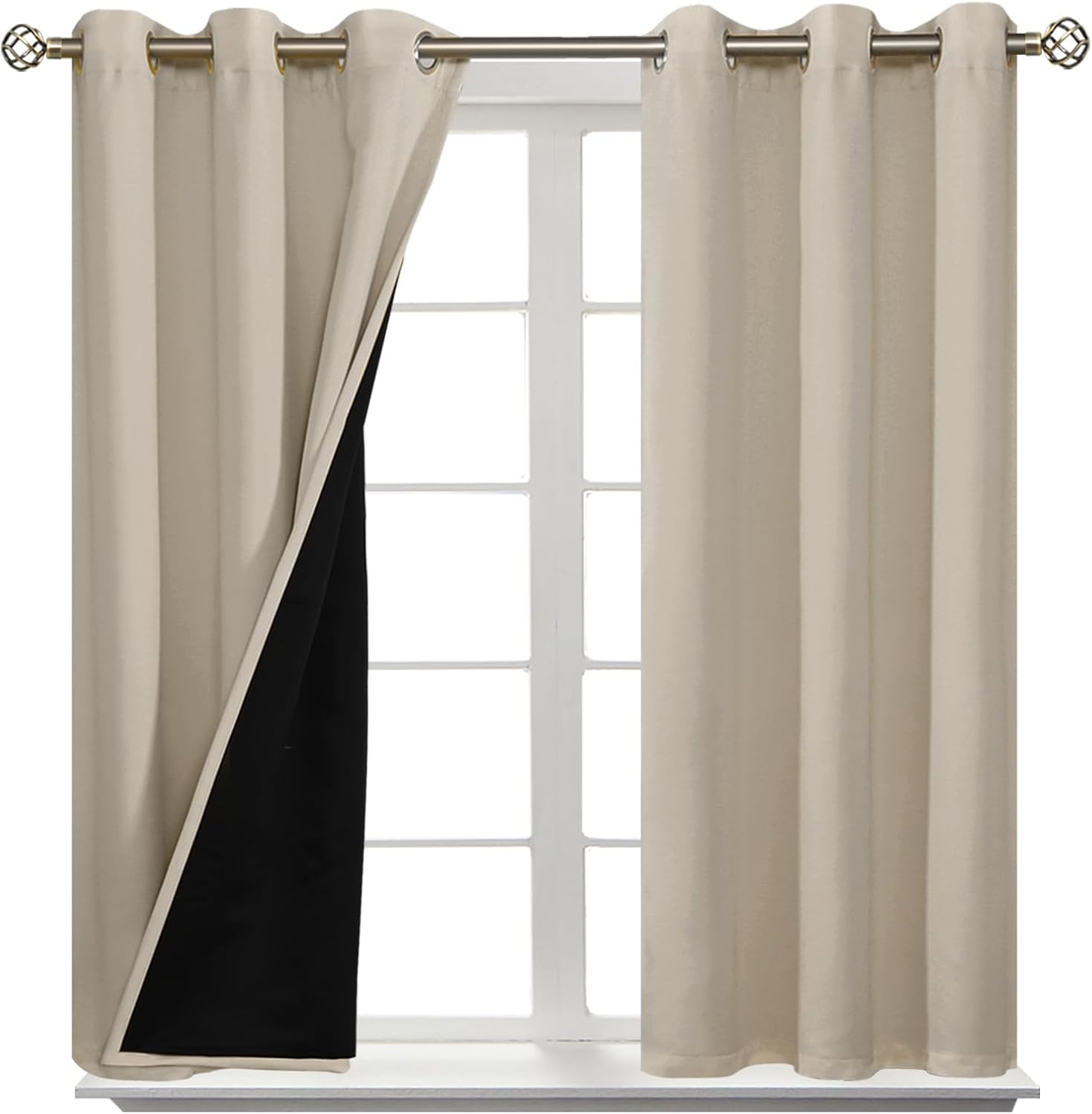 BGment Short 100% Blackout Curtains for Bedroom, Thermal Insulated Energy Efficiency Noise Reducing Grommet Curtains 45 Inch Length with Li…