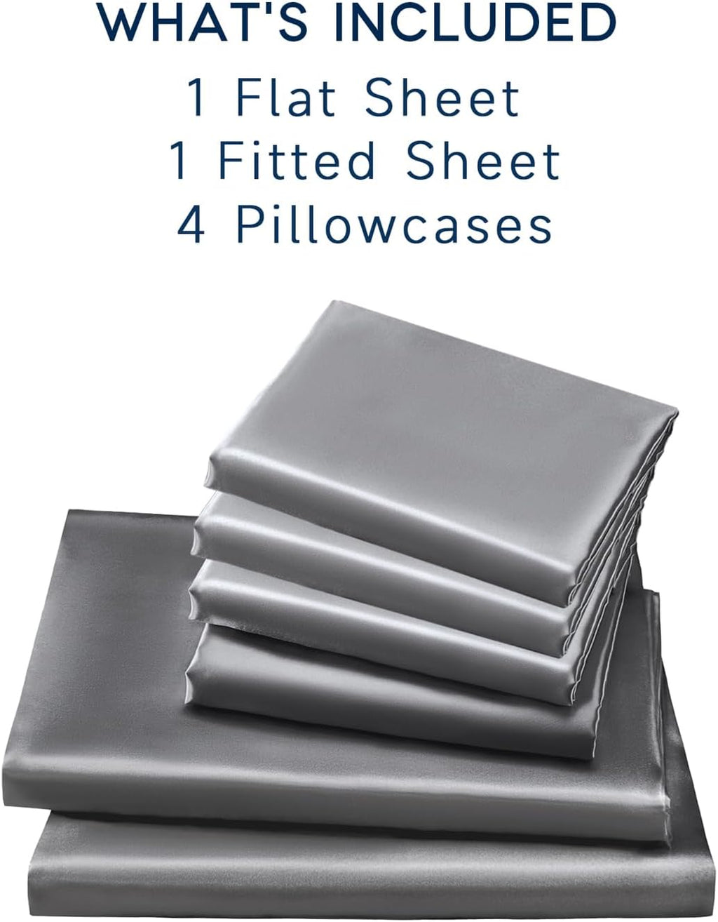 Golal Satin Sheets King Size - 6 Pieces Luxury Silky Soft Bed Sheets, Wrinkle-Free Dark Grey Satin Silk Sheet Set with 1 Deep Pocket Fitted…
