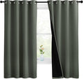 Nicetown Dark Mallard 100% Blackout Lined Curtains, 2 Thick Layers Completely Blackout Window Treatment Thermal Insulated Drapes for Kitche…
