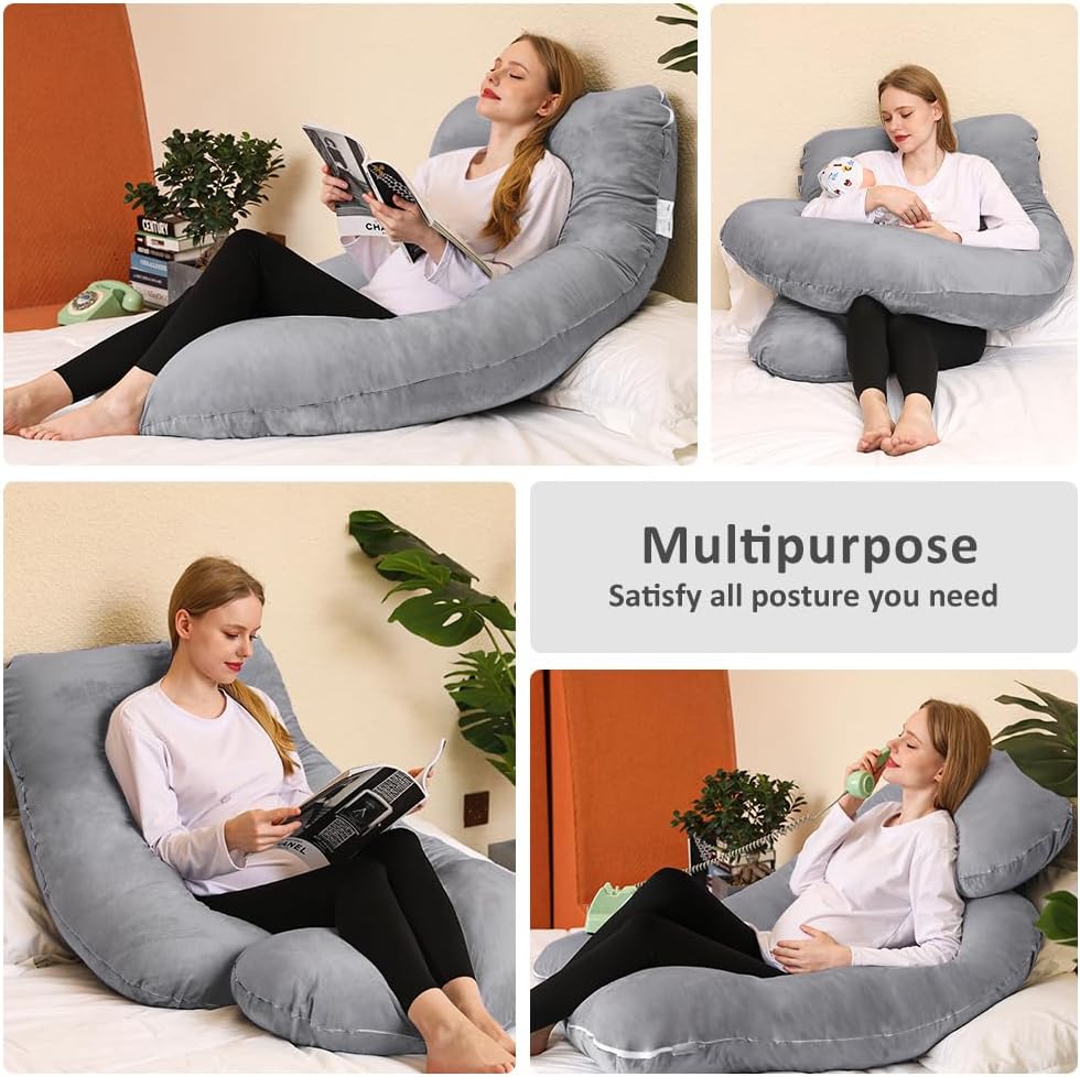 ChillingHome Chilling Home Memory Foam Pregnancy Pillow, J Shape Pregnancy Pillows for Sleeping, Body Pillow for Adults, Maternity Pillow f…