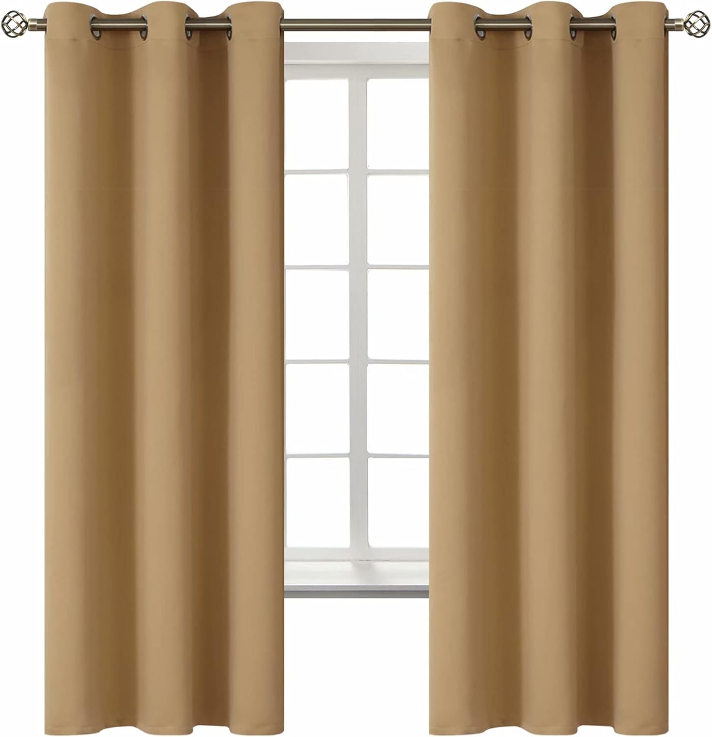 BGment Blackout Curtains for Living Room - Grommet Thermal Insulated Room Darkening Curtains for Bedroom, 2 Panels of 42 x 63 Inch, Khaki 6…
