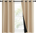 Nicetown Bedroom Full Blackout Curtain Panels, Set of 2 Pcs, 37 by 40-inch, Biscotti Beige, Super Thick Insulated Grommet Drapes, Double-La…