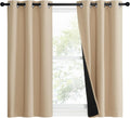 Nicetown Bedroom Full Blackout Curtain Panels, Set of 2 Pcs, 37 by 50-inch, Biscotti Beige, Super Thick Insulated Grommet Drapes, Double-La…