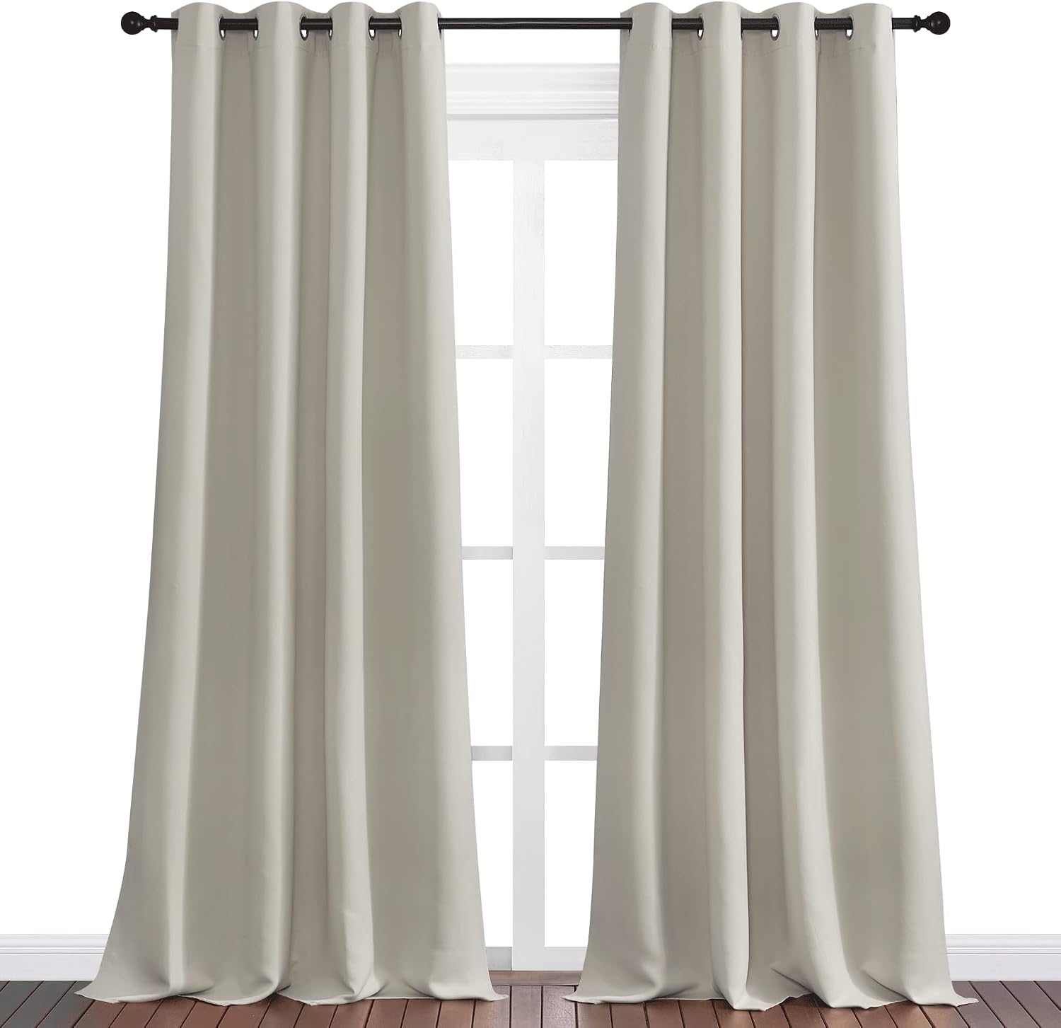 Nicetown Natural Room Darkening Curtains 102" Long for Boho Farmhouse Home Decoration, 55" Wide, Set of 2, Window Treatment Total Privacy D…