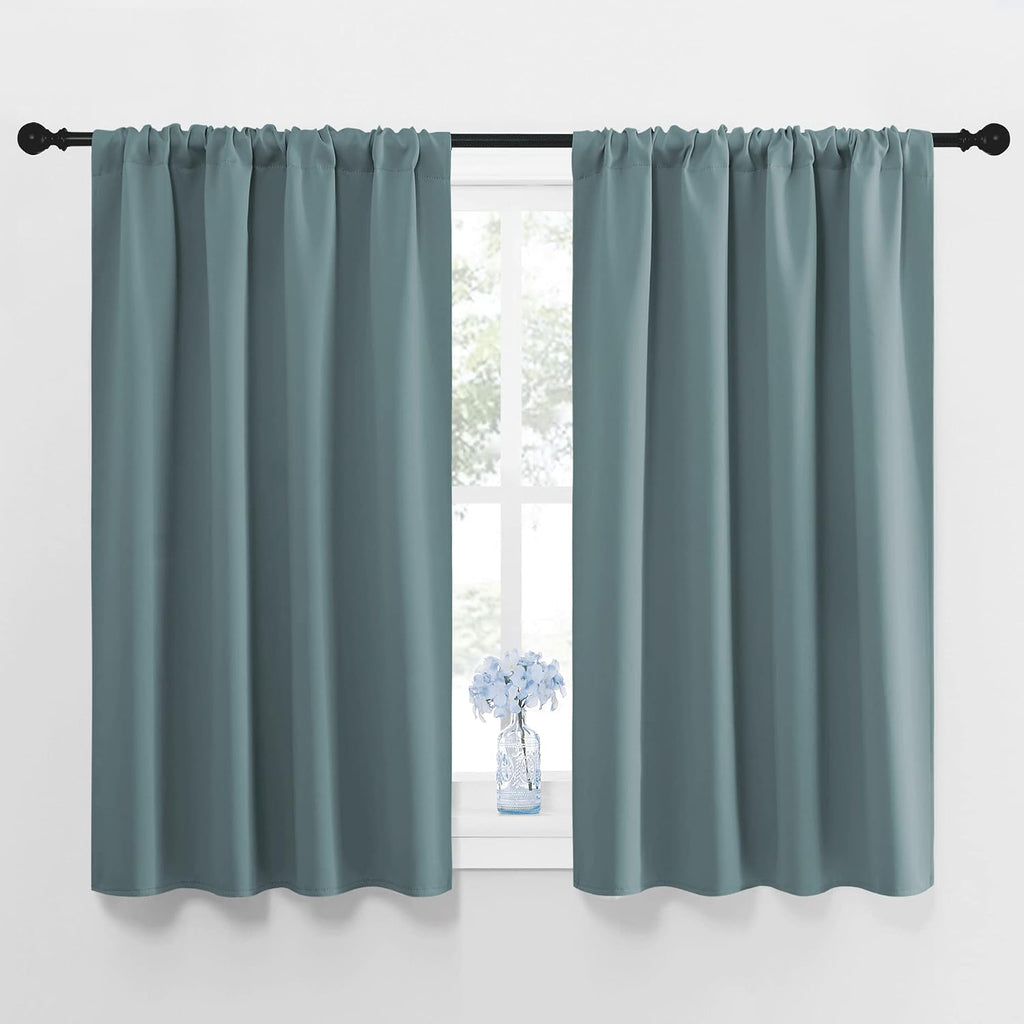 NICETOWN Greyish Blue Blackout Curtains Panels for Window, Thermal Insulated Rod Pocket Blackout Drapes/Draperies for Living Room (2…