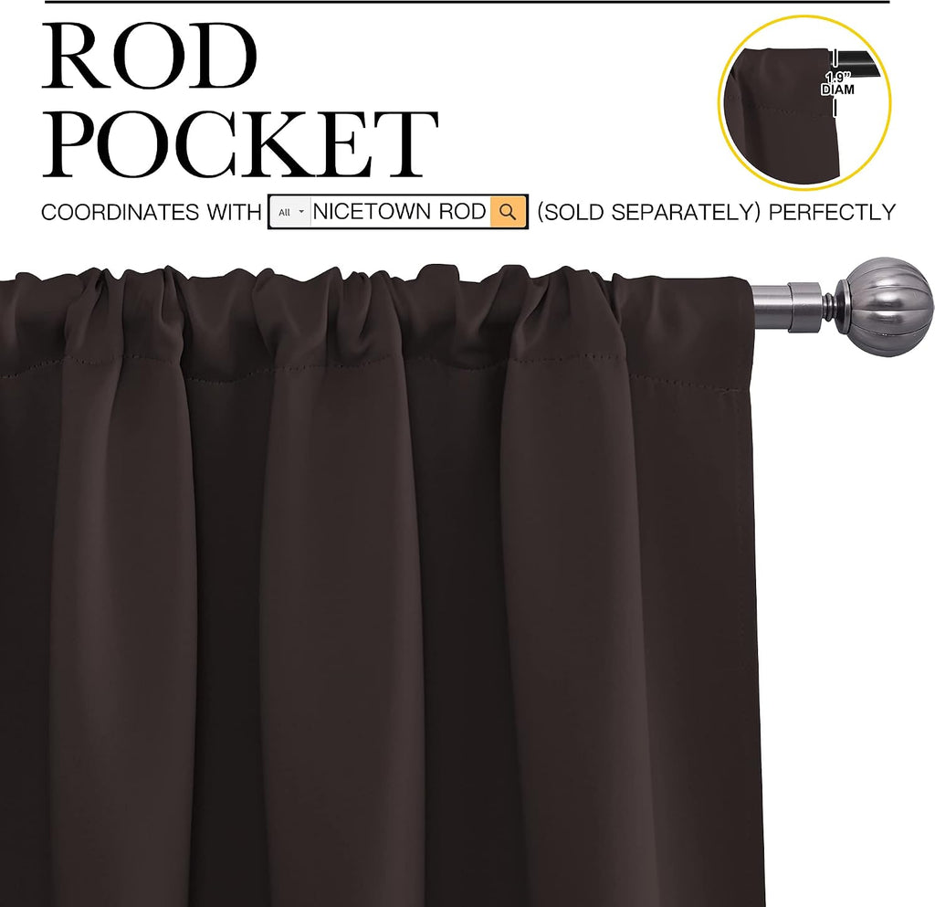 NICETOWN 84 Bedroom Curtains and Drapes - Energy Smart Thermal Insulated Rod Pocket Blackout Draperies/Panels for Living Room (2 Panels…