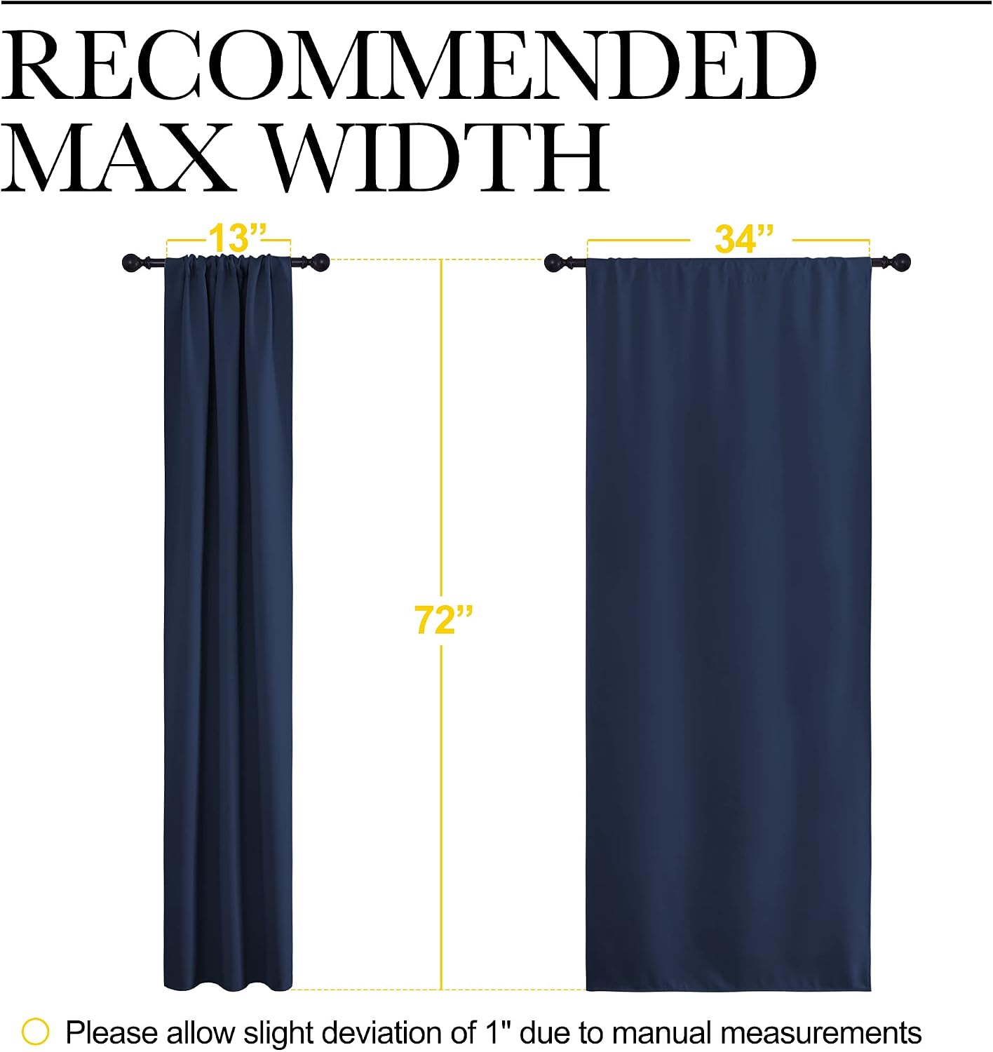 NICETOWN Blackout Curtains for Living Curtains, Home Decorations Thermal Insulated Solid Pole Top Blackout Drapes for Living Room (Navy…