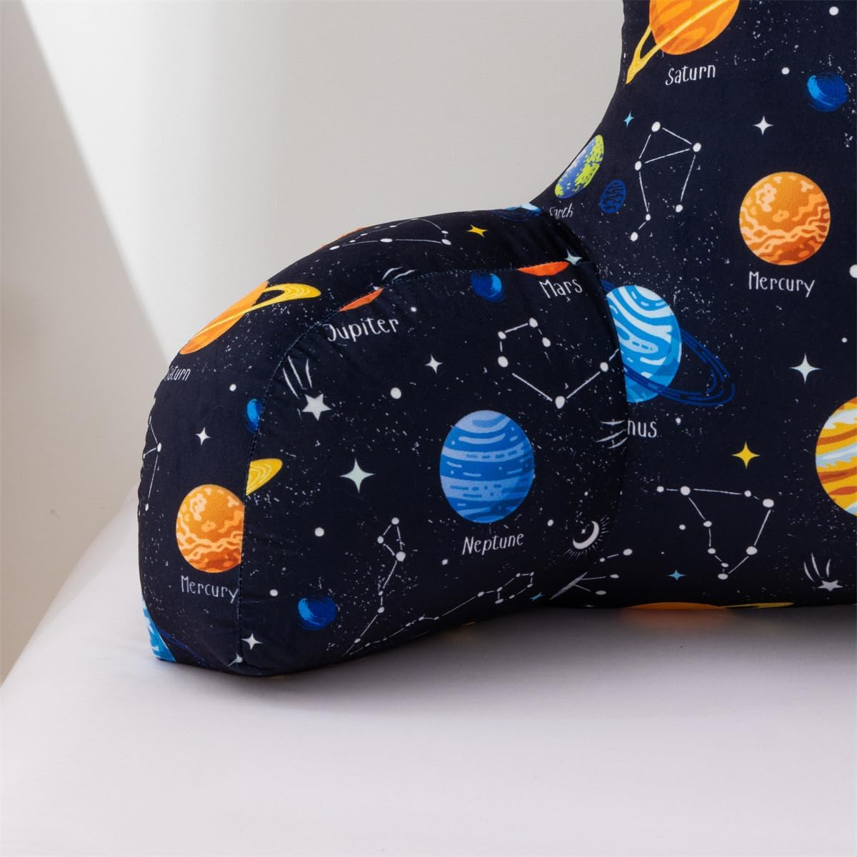 Ntbed Galaxy Planet Printed Reading Pillow Bed Wedge Backrest with Arms, Couch TV Relax Bed Rest Pillow Back Support Cushion for Kids Teens…