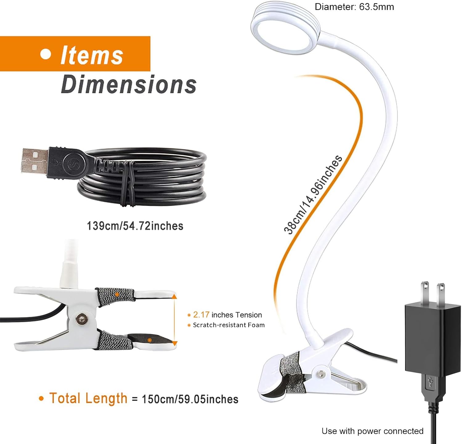 LEPOWER Clip on Light/Reading Lights/Book Light Color Changeable/Night Lights Clip on for Desk, Bed Headboard and Computers, Adapter…