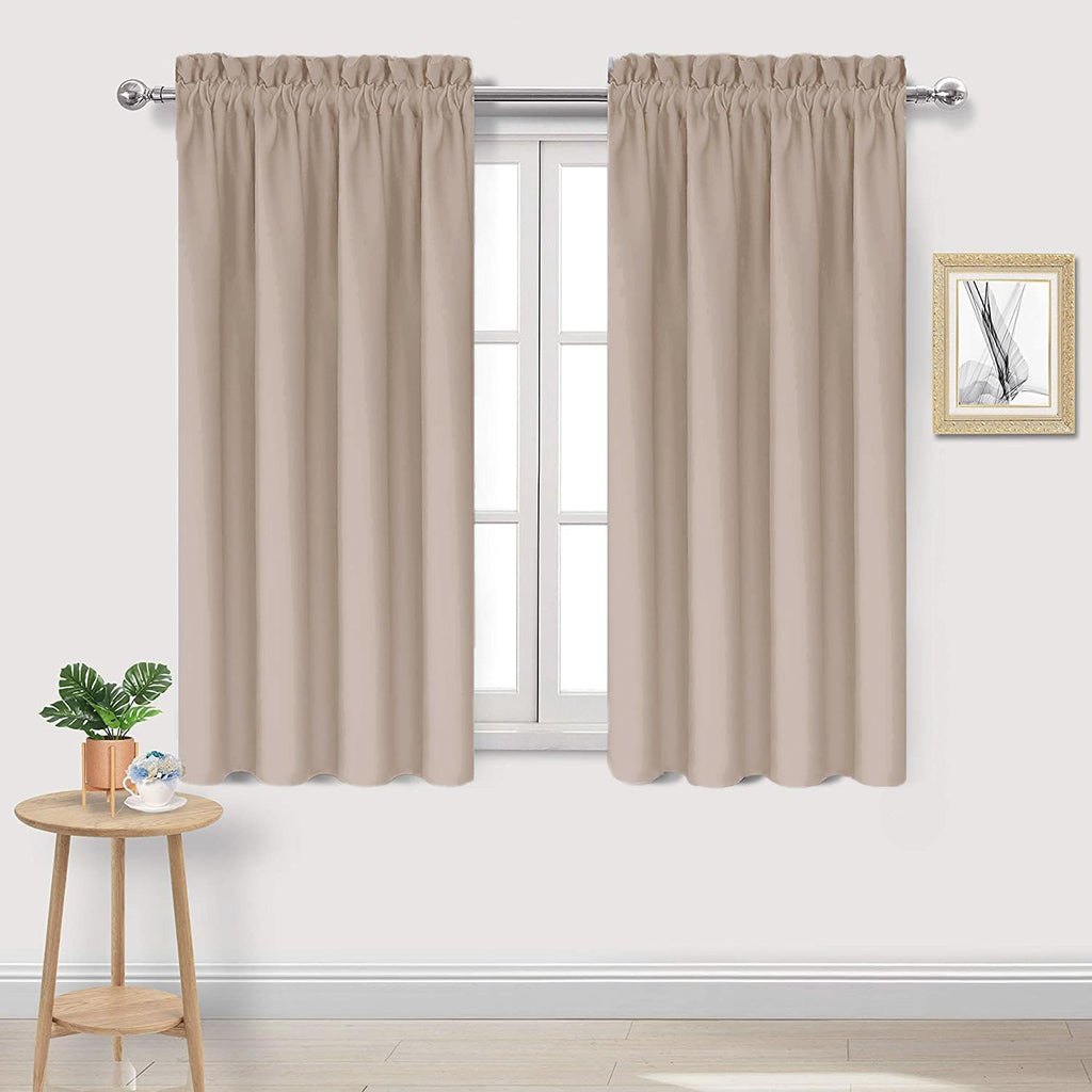 DWCN Blackout Curtains for Living Room Thermal Insulated, Energy Saving & Noise Reducing Bedroom Curtains, Camel, W 38x L 45 Inch, Set of…
