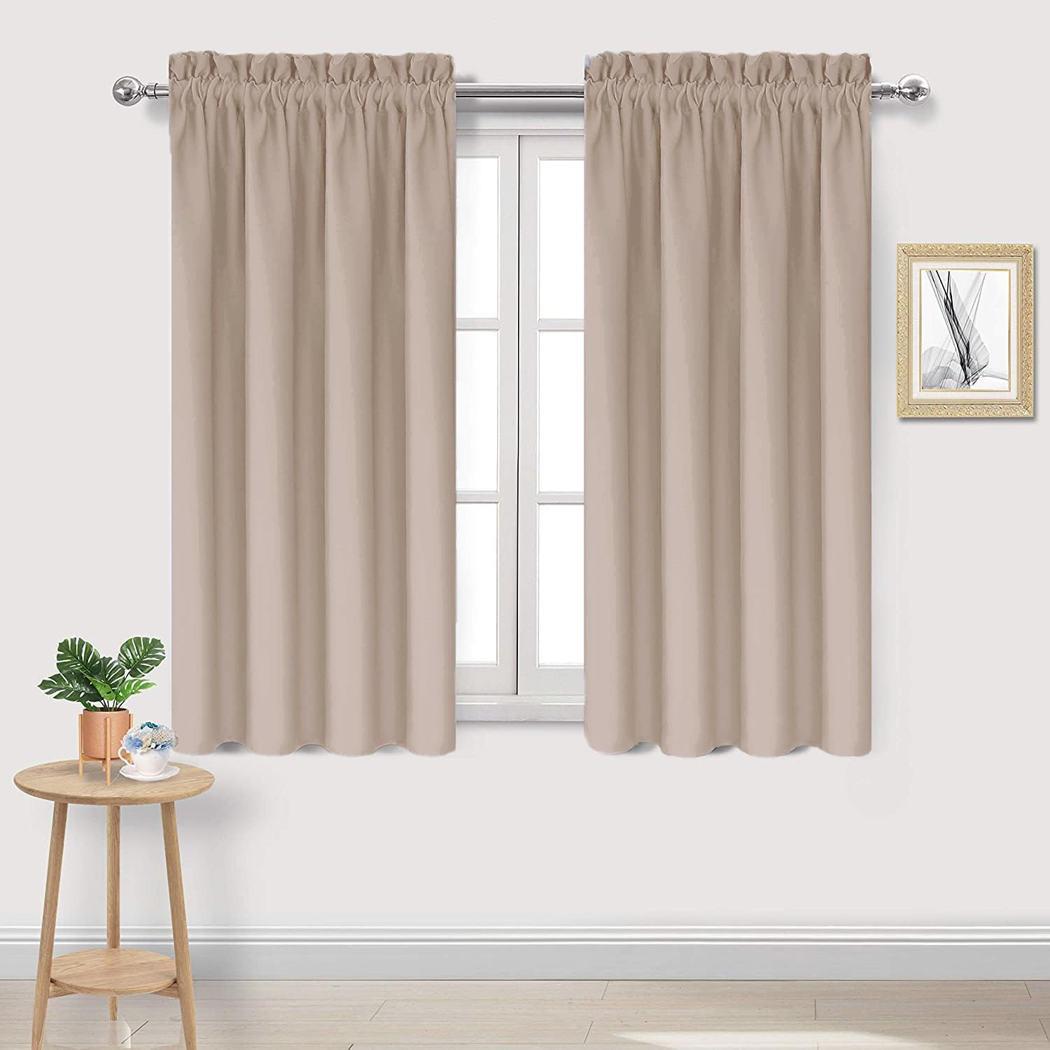 DWCN Blackout Curtains for Living Room Thermal Insulated, Energy Saving & Noise Reducing Bedroom Curtains, Camel, W 38x L 45 Inch, Set of…