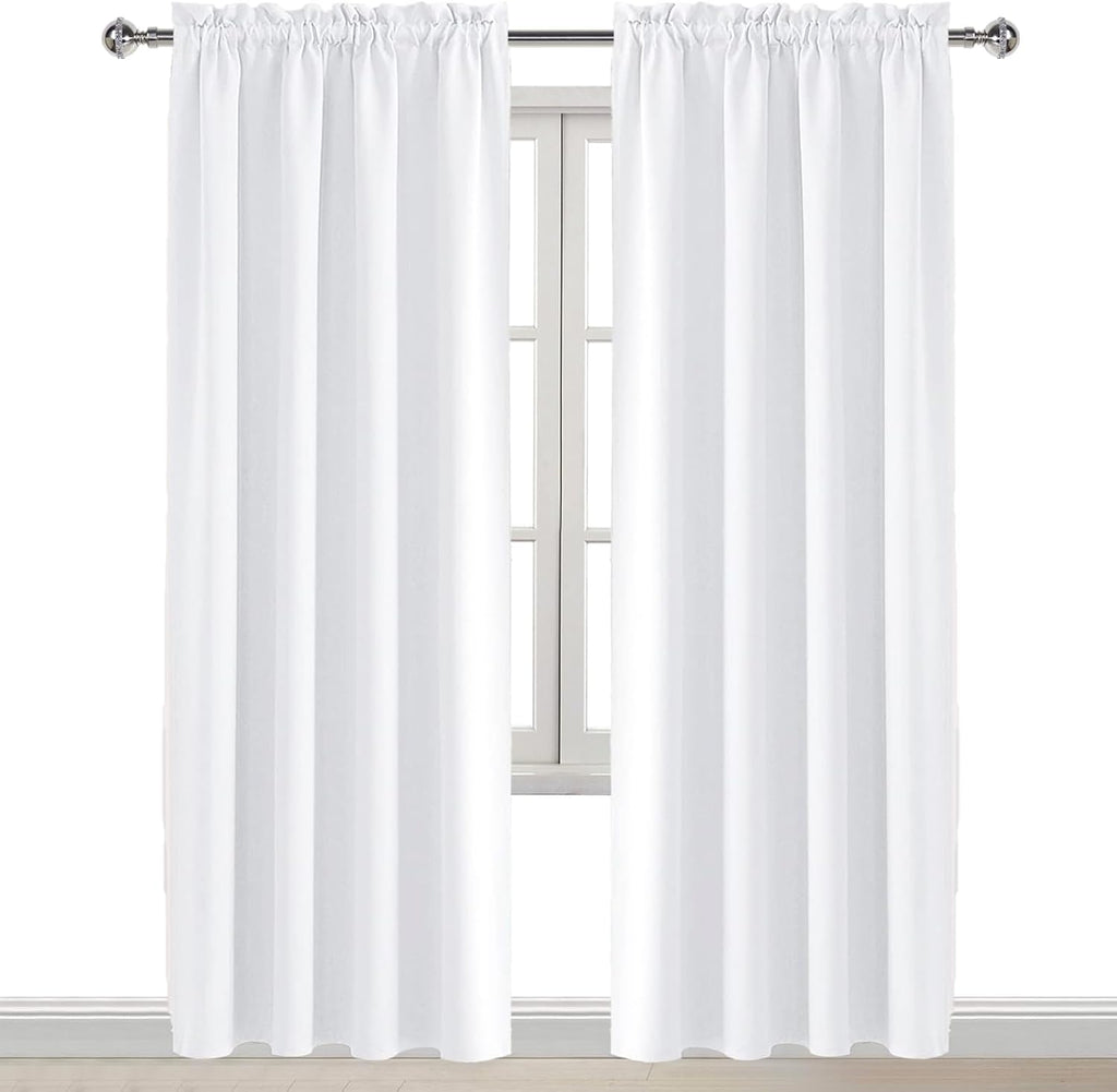 DWCN White Curtains for Living Room Thermal Insulated, 50% Light Blocking Curtains for Bedroom, Dining Room Window, W 38x L 84 Inch, Set…