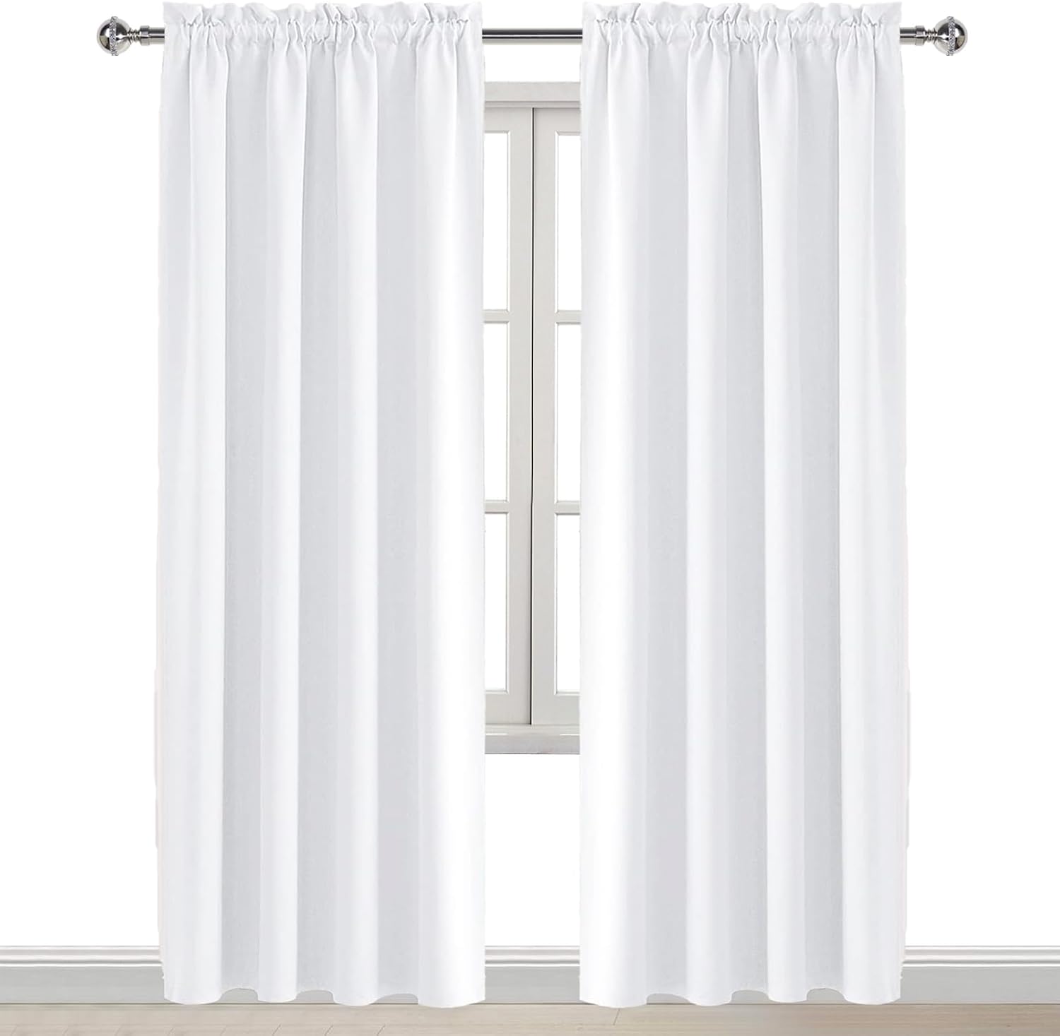 DWCN White Curtains for Living Room Thermal Insulated, 50% Light Blocking Curtains for Bedroom, Dining Room Window, W 38x L 84 Inch, Set…