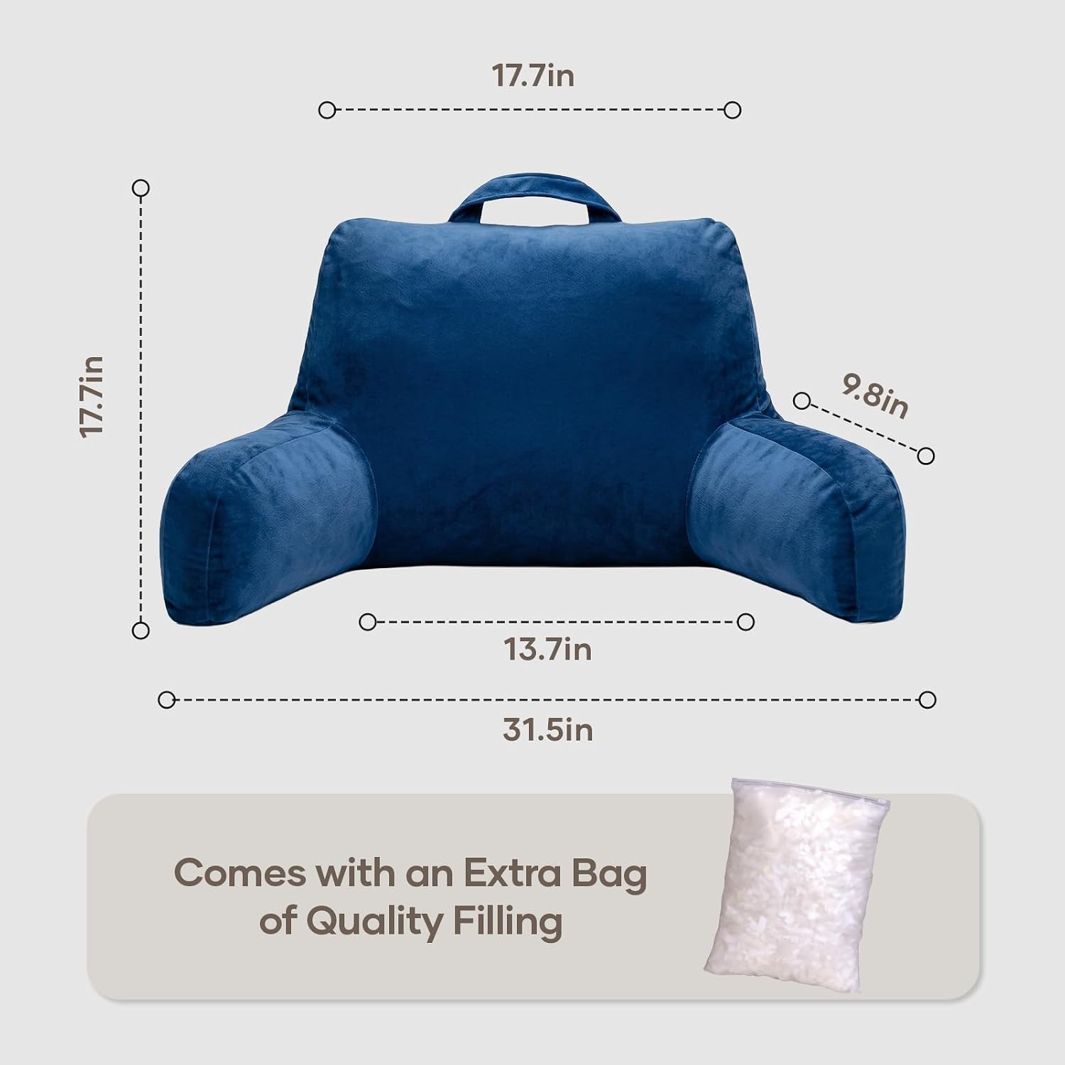 NOONTIDE Reading Pillow for Sitting up in Bed and Couch, Large Back Pillow for Adult & Teens with Soft Adjustable Neck Roll Backrest…