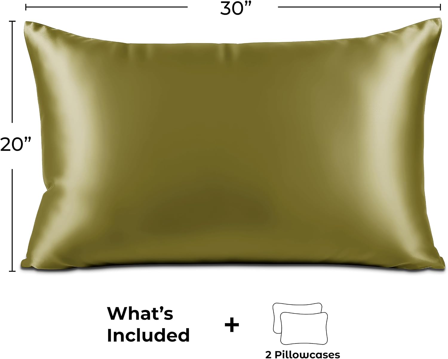 PureBedding Pure Bedding Satin Pillowcase 2 Pack - Queen Size (20"x30", Sage) - Silky Pillow Cases for Hair and Skin - Satin Pillow Covers…