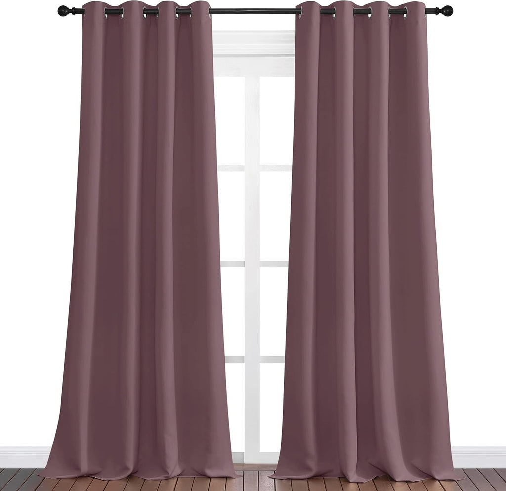 Nicetown Dry Rose Blackout Curtains 108" Long for Office, Dining Room, 55" Wide, 2 Pieces, Guest Room, Sound Reducing Heat and Cold Block C…