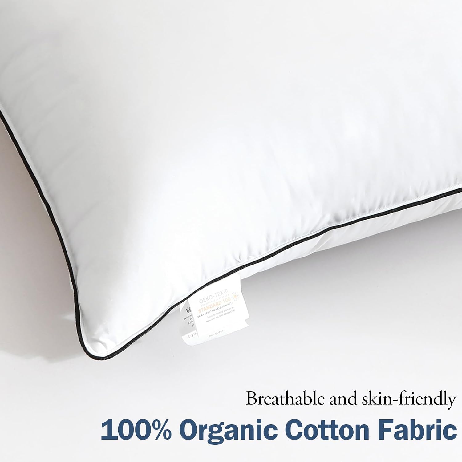 Bpc Luxury Hotel Goose Feather Down King Size Pillows Set of 2, Medium Firm Bed Pillows for Sleeping, Organic Cotton Cover, Soft Yet Suppor…