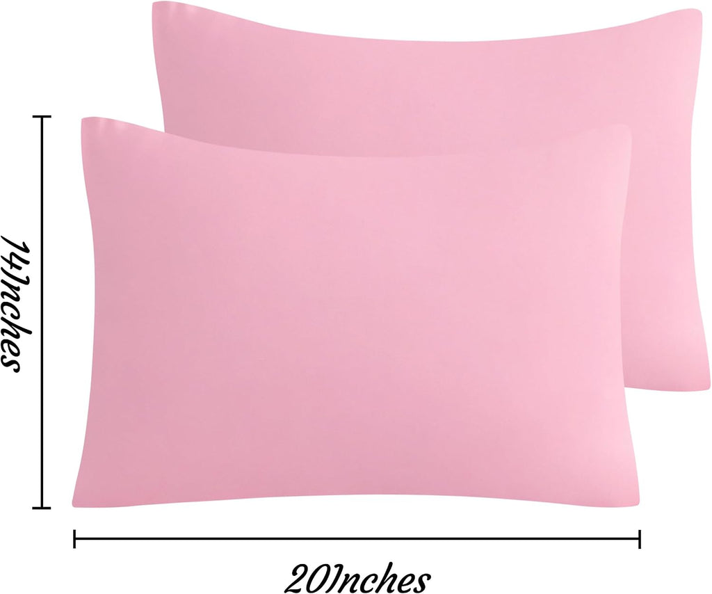 Ntbay Toddler Pillow Cases Set of 2, 2 Pack Brushed Microfiber 14x20 Pillow Cases, Soft, Wrinkle, Fade, Stain Resistant Pink Pillow Cases w…