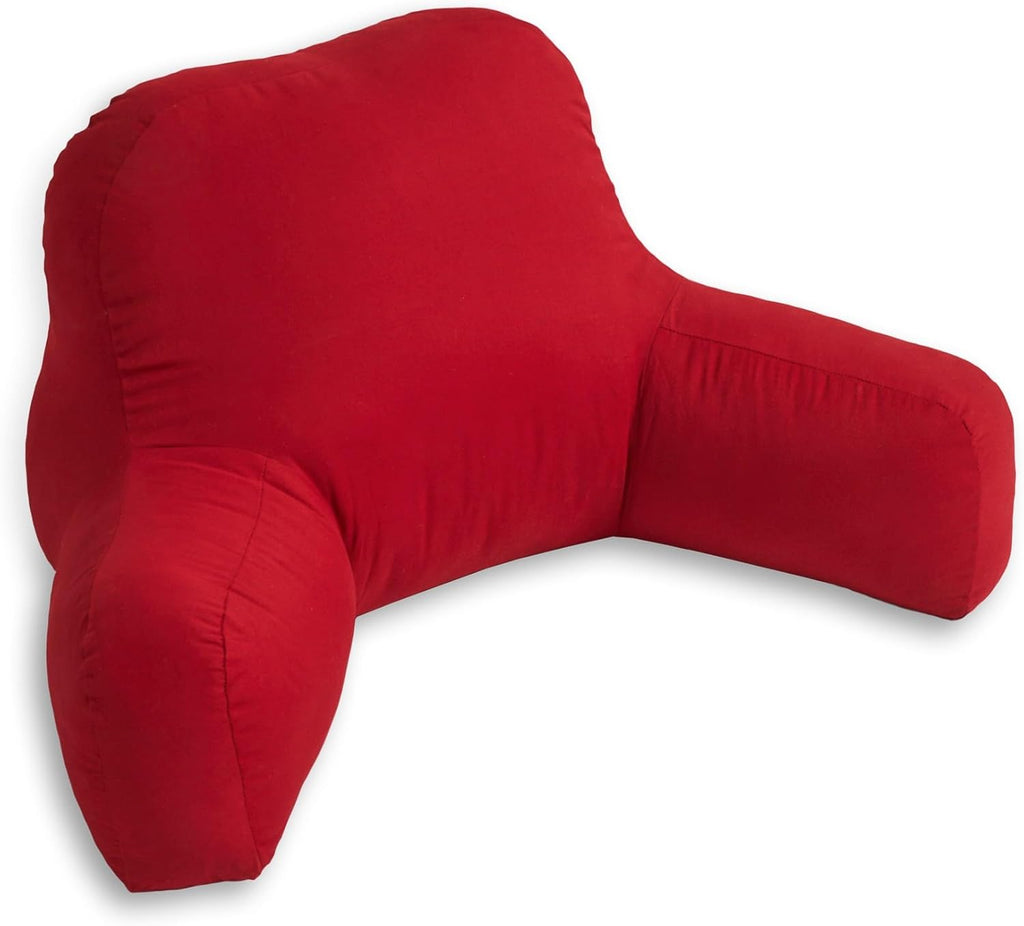 Greendale Home Fashions Cotton Duck Bed Rest Reading Pillow with Arms, Crimson