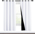 Nicetown White Blackout Curtains 72 inches Long, Full Light Blocking Drapes with Black Liner for Nursery, Thermal Insulated Draperies for H…