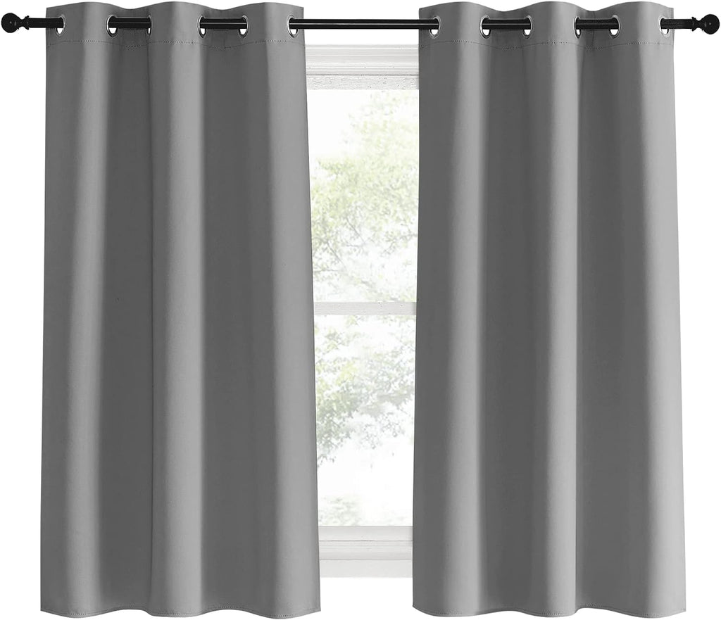 NICETOWN Silver Grey Blackout Curtain Panels for Bedroom, 2 Panels, W42 x L60 inches, Thermal Insulated Grommet Top Blackout Draperies…